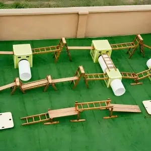 Children's obstacle course equipment 41pcs set with avocado storage bin for schools