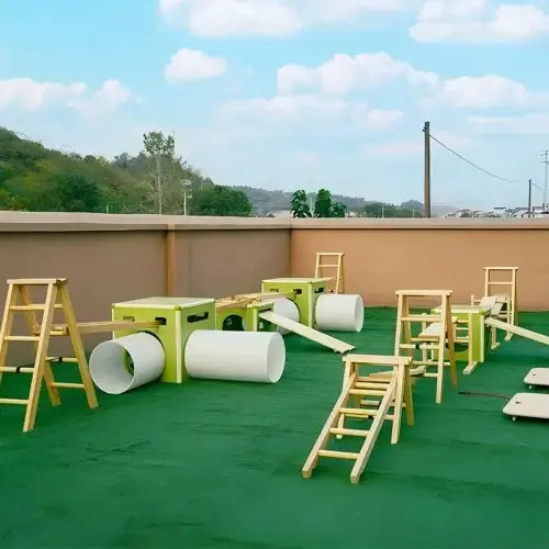 Kids obstacle course set 41pcs with avocado storage bin for organized play